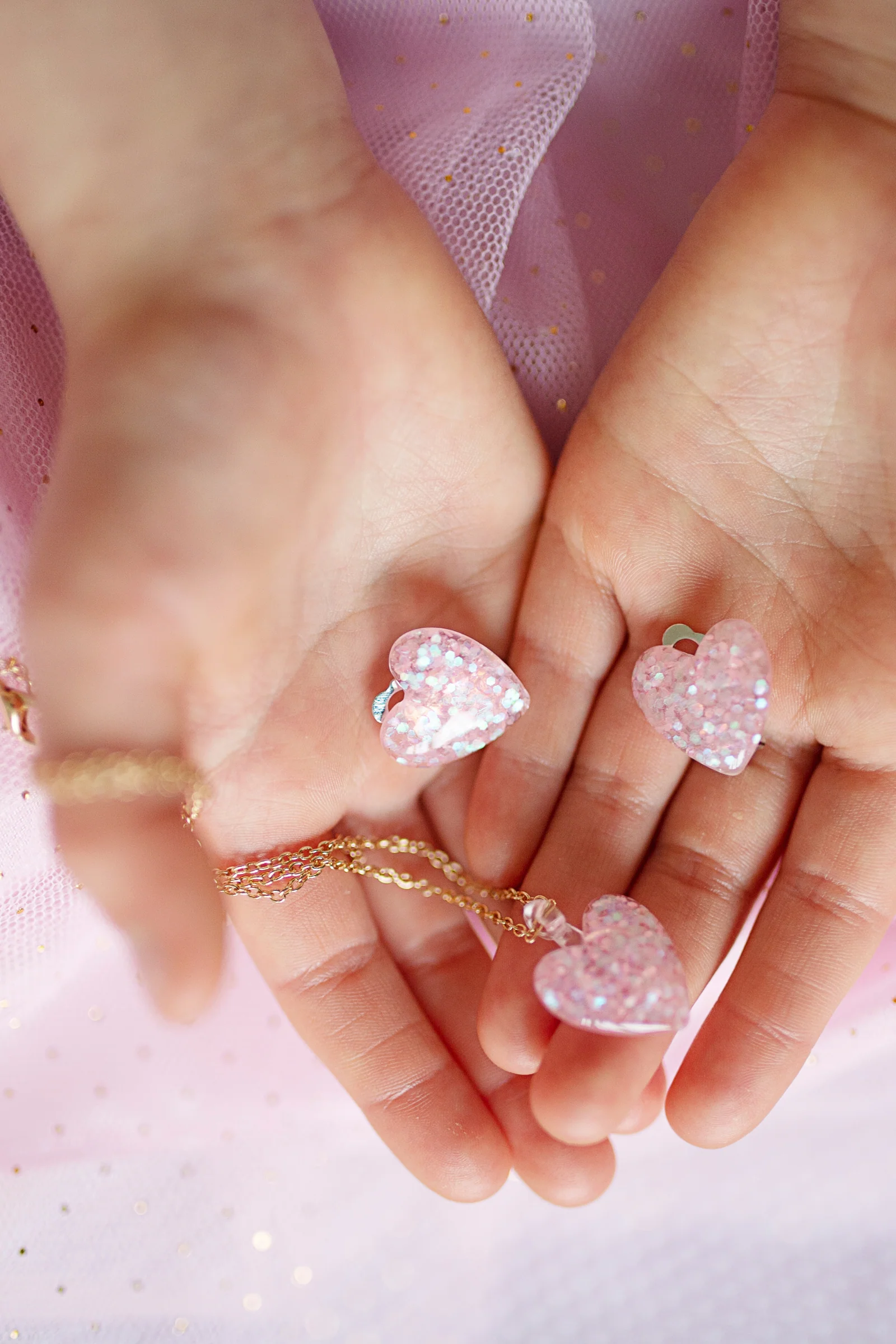 Boutique Glitter Heart Necklace, Assorted - Image 3