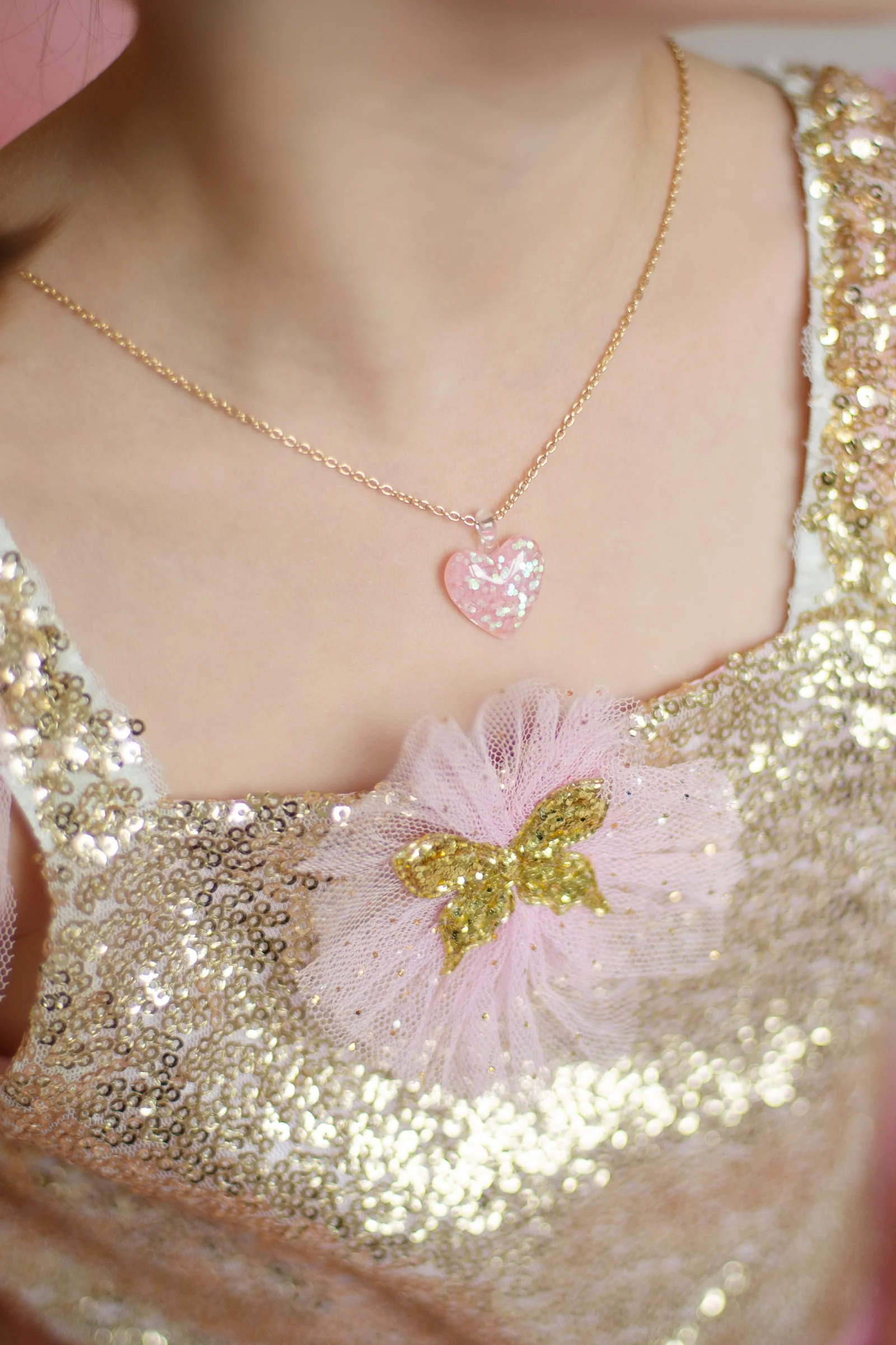 Boutique Glitter Heart Necklaces, 2pcs Assorted - Image 2