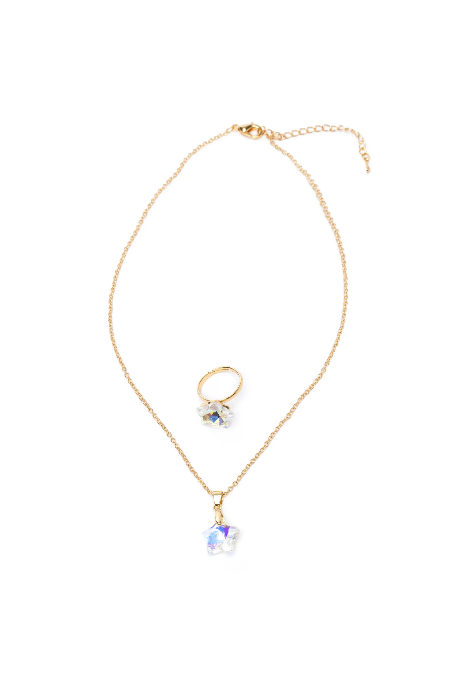 Boutique Holographic Star Necklace, Earrings and Ring, 2pcs Assorted - Image 2