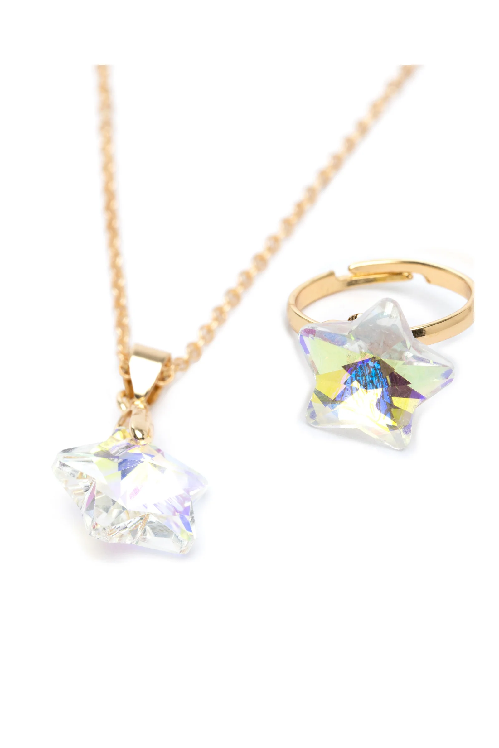 Boutique Holographic Star Necklace, Earrings and Ring, 2pcs Assorted - Image 4