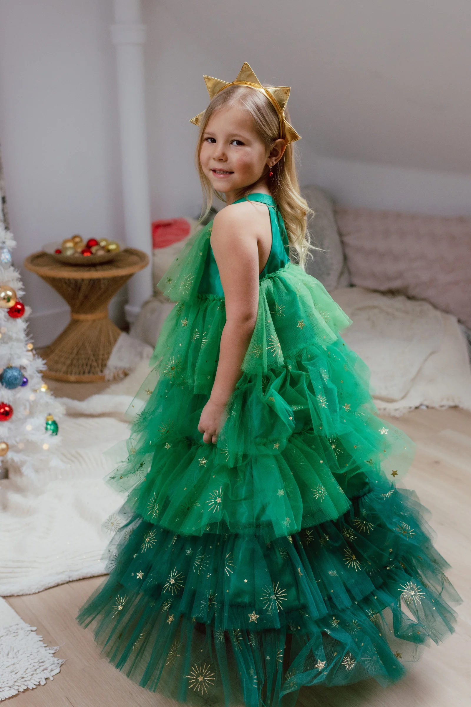 Christmas Tree Dress with Headpiece - Image 4