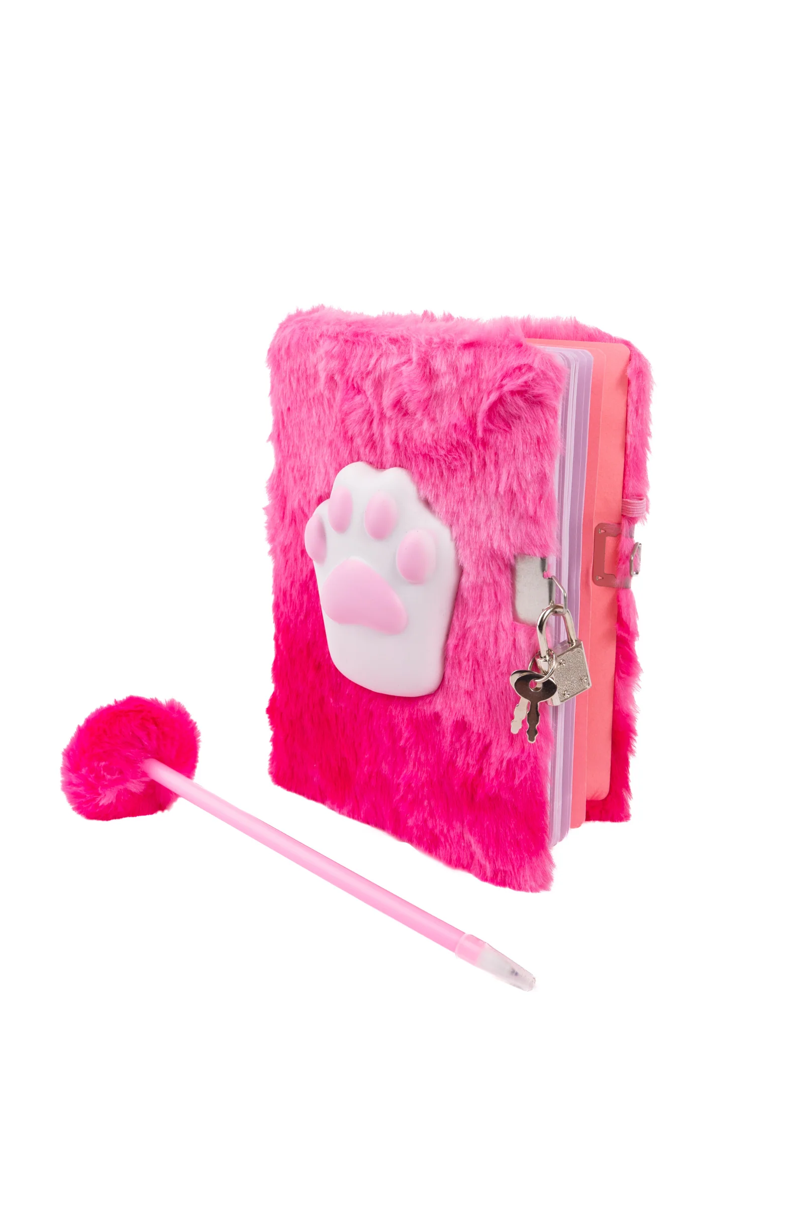 Furry Friends Squishy Journal with Lock & Pen, Cat 2pcs Assorted - Image 2