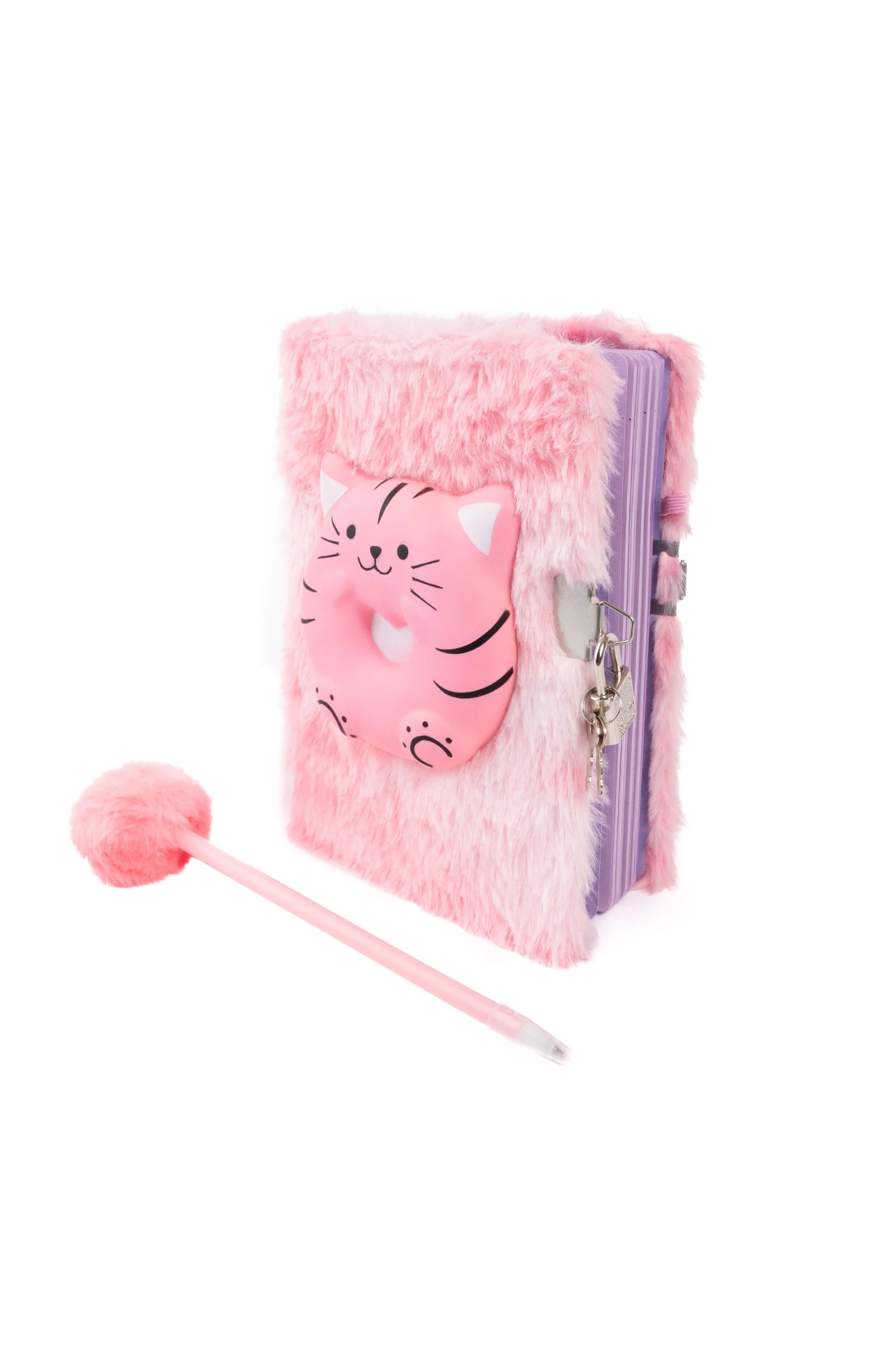 Furry Friends Squishy Journal with Lock & Pen, Cat 2pcs Assorted - Image 3