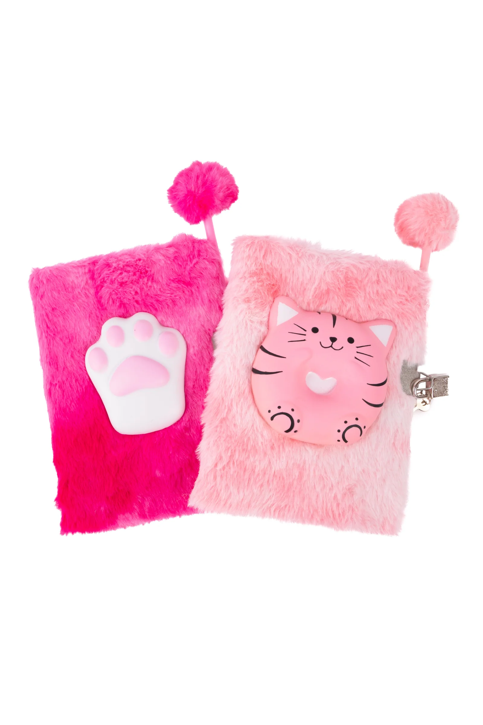 Furry Friends Squishy Journal with Lock & Pen, Cat 2pcs Assorted - Image 4