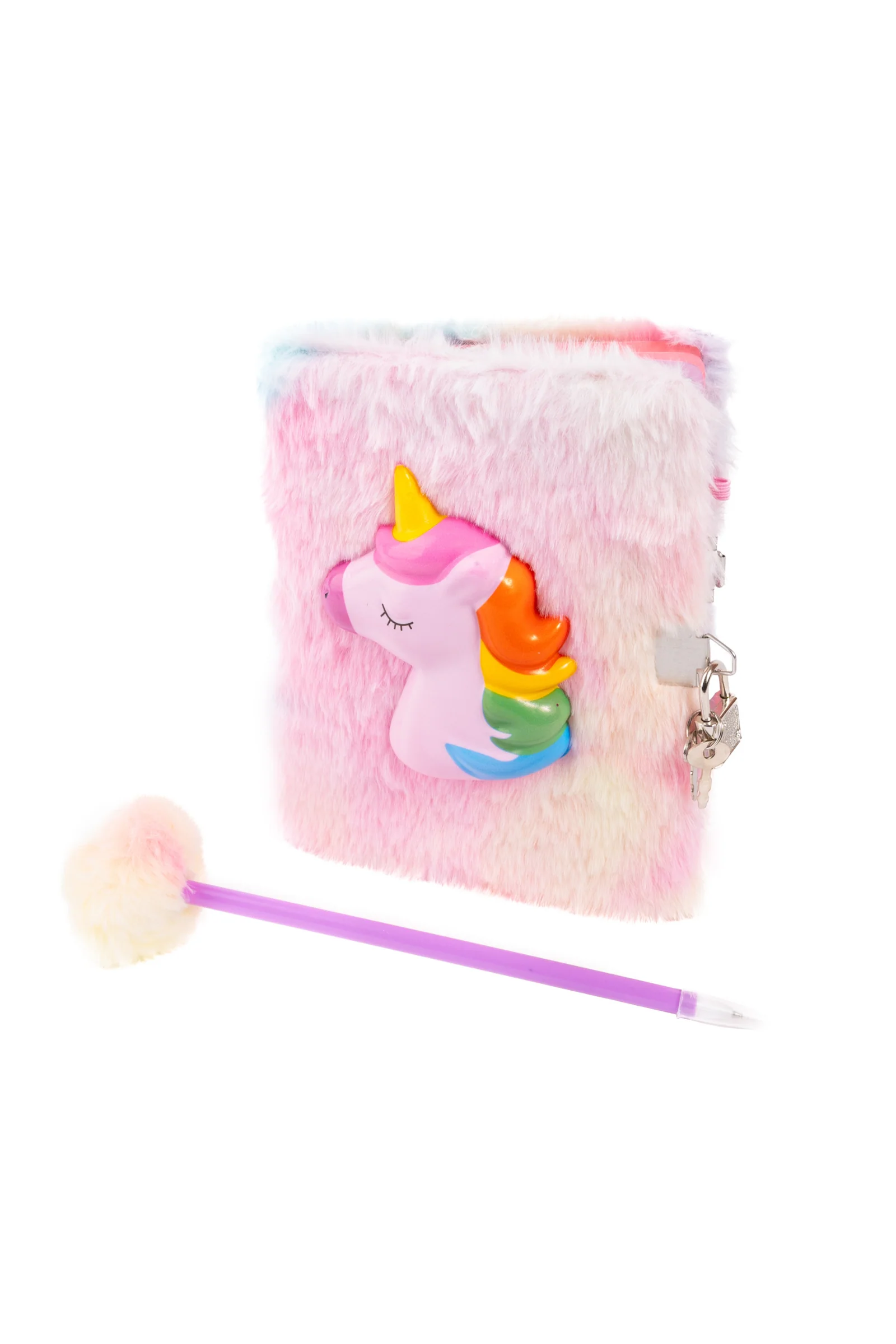 Furry Friends Squishy Journal with Lock & Pen, Unicorn 2pcs Assorted - Image 3