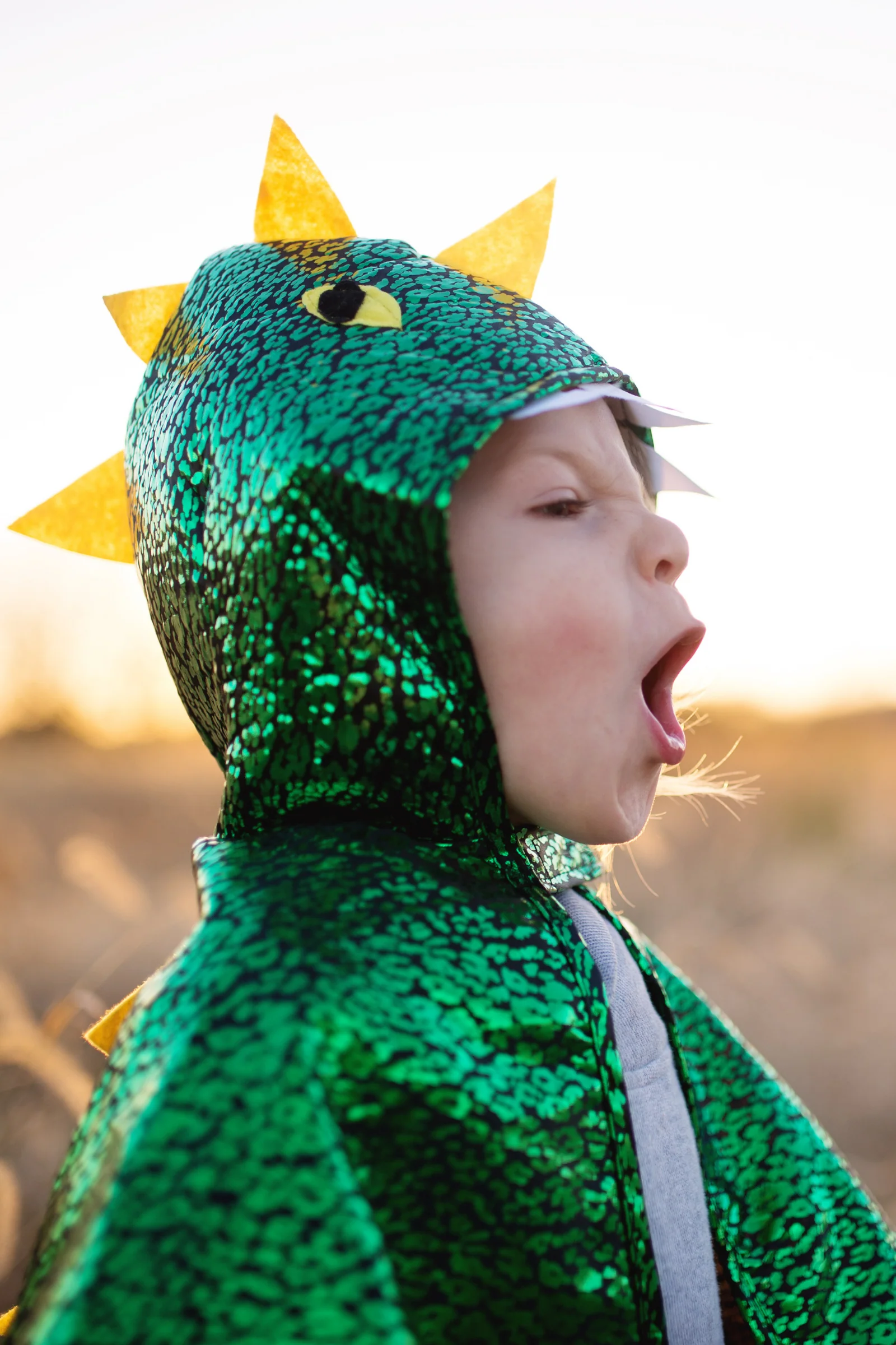 Toddler Dragon Cape Green Metallic - Image 3