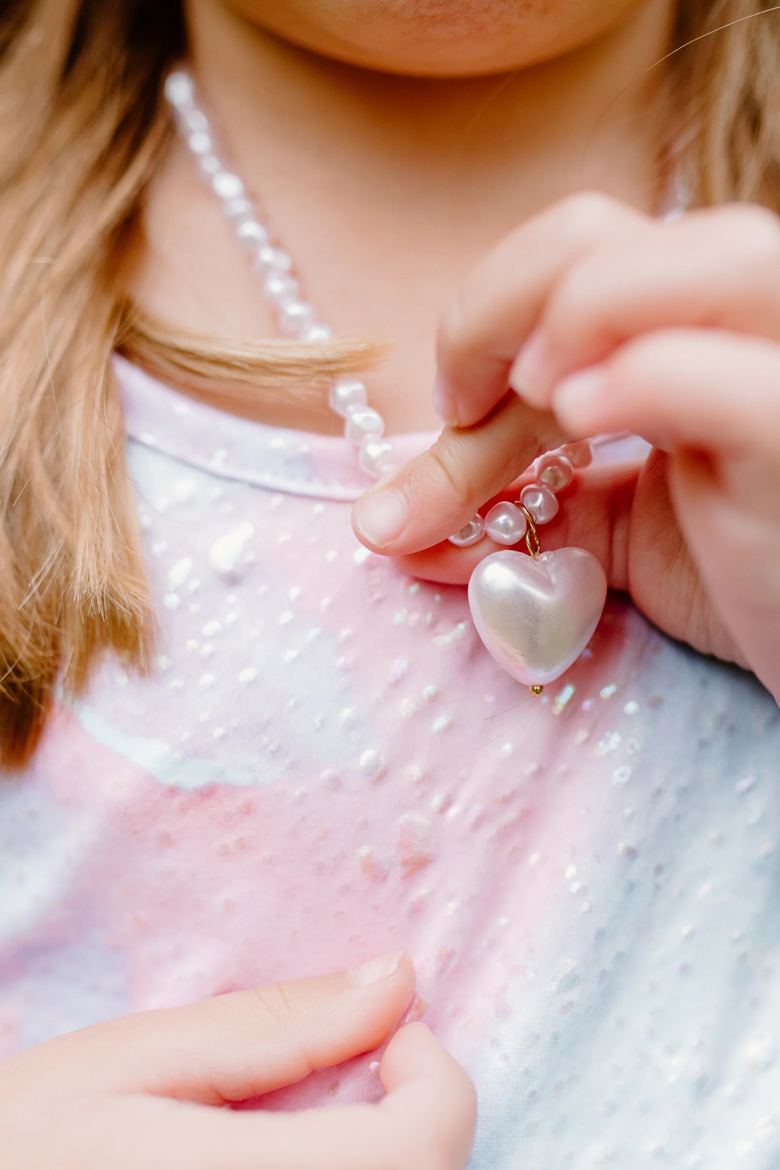 Pink Pearl Heart Necklace - Image 2