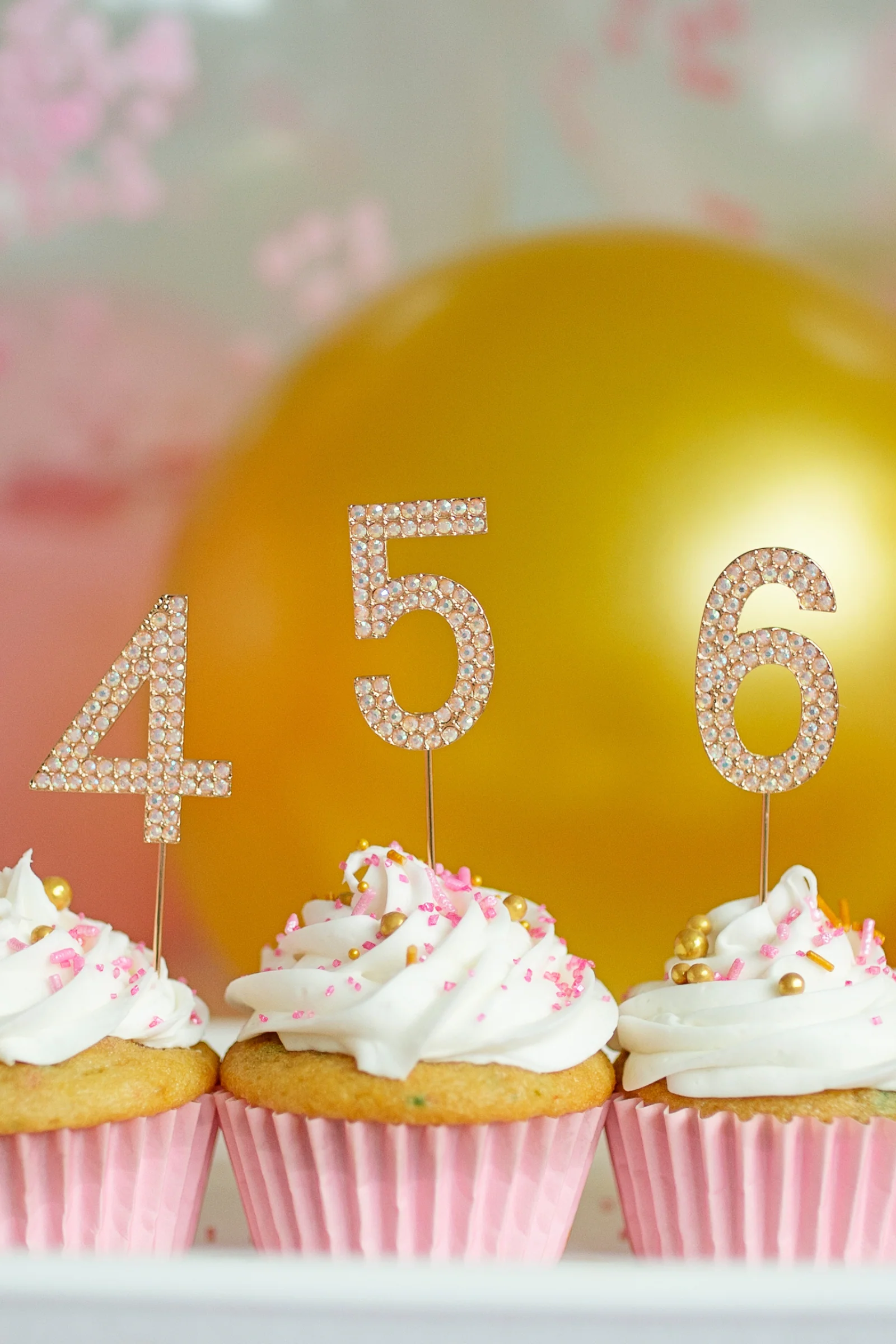 Pink Rhinestone Cake Topper Numbers - Image 3