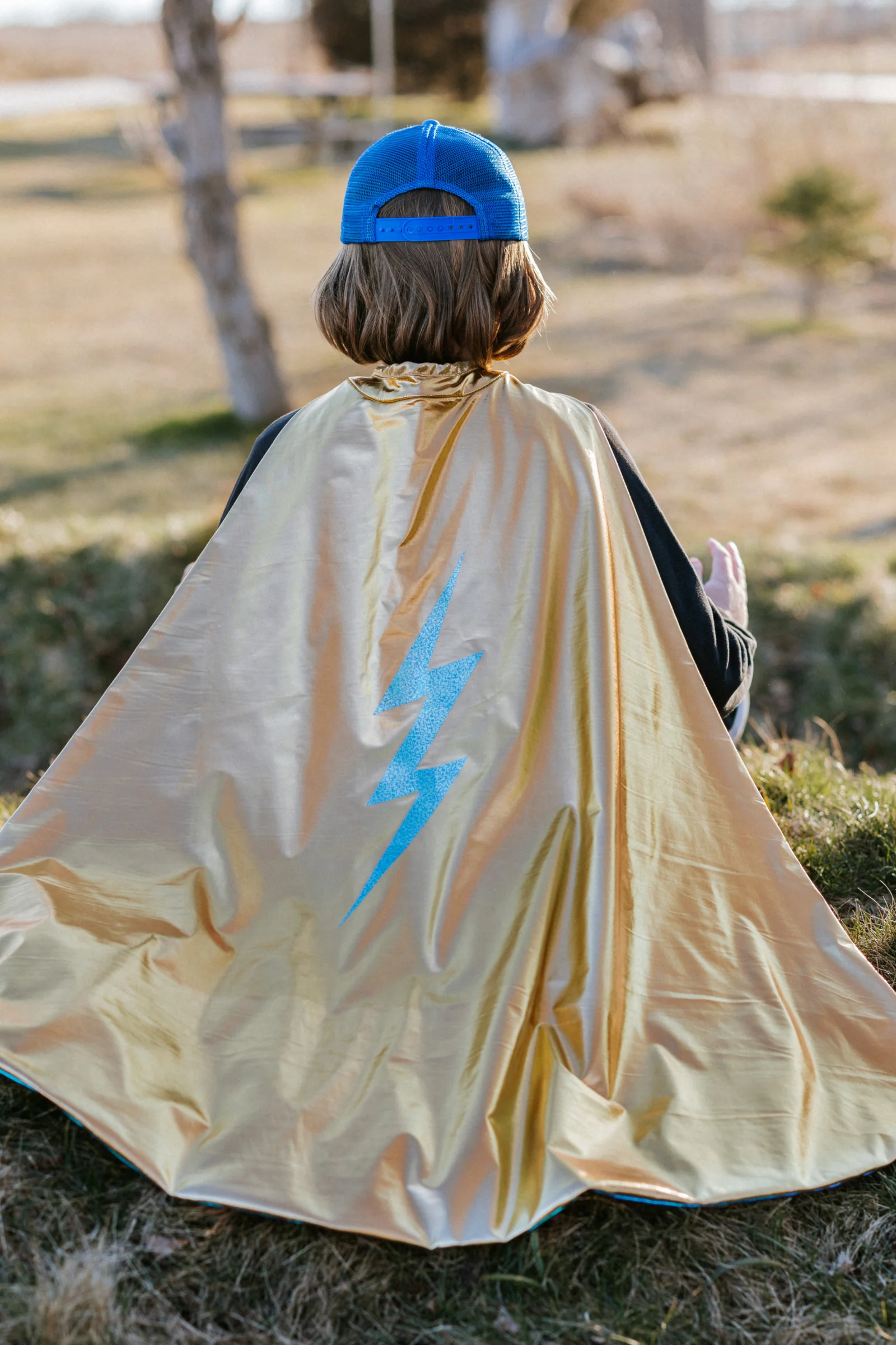 Reversible Blue Lightning Holographic Cape - Image 2