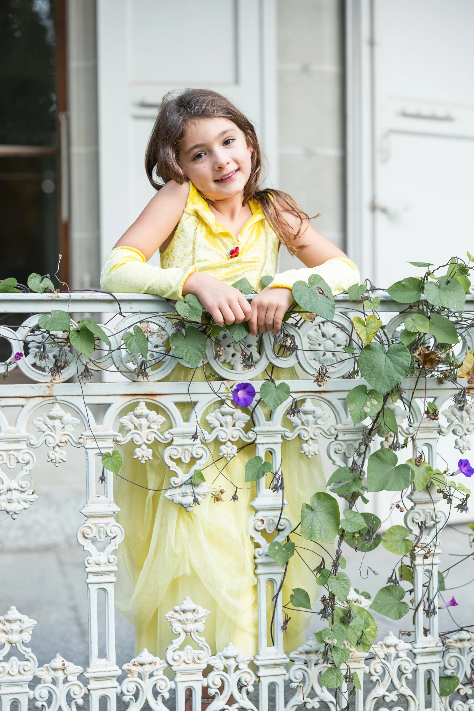 Velvety Soft Yellow Princess Gown with Arm Warmers - Image 3