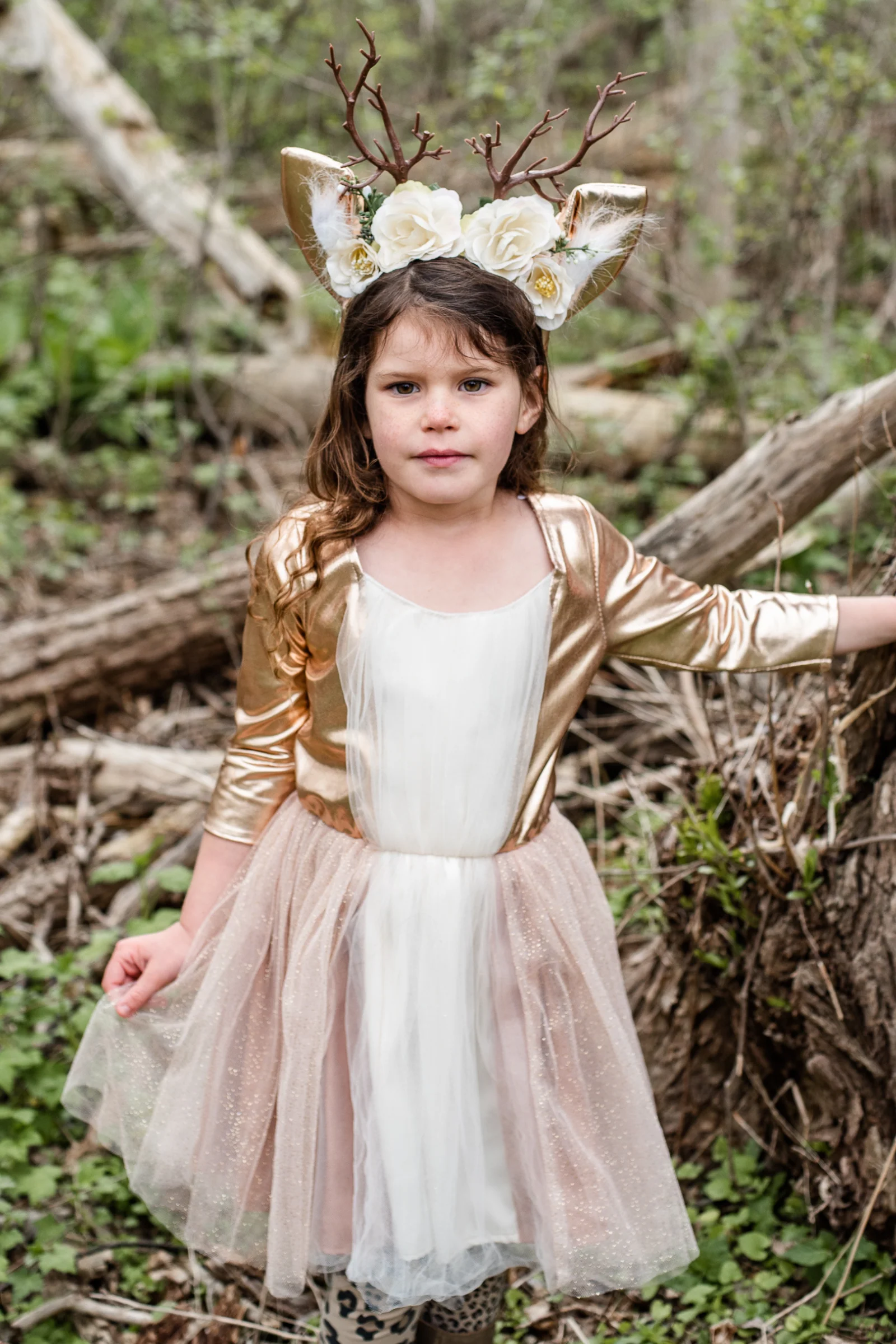 Woodland Deer Dress with Headpiece - Image 3