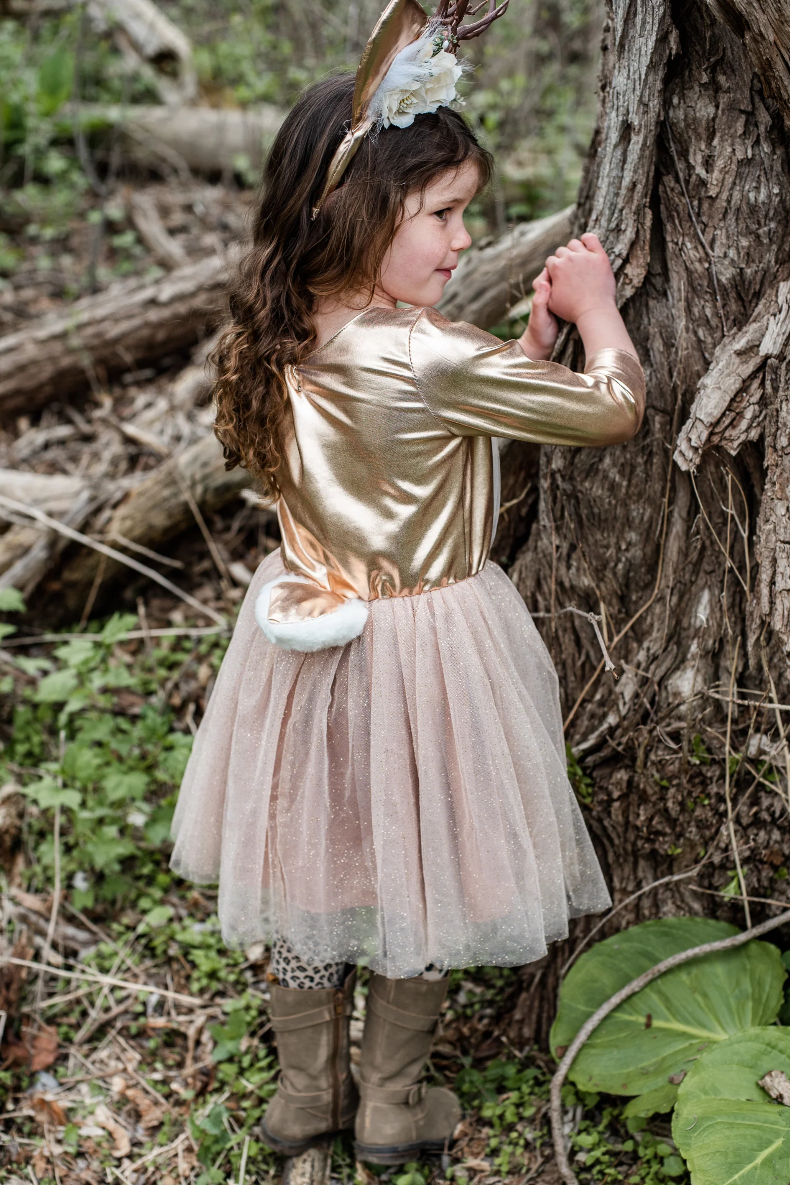 Woodland Deer Dress with Headpiece - Image 4