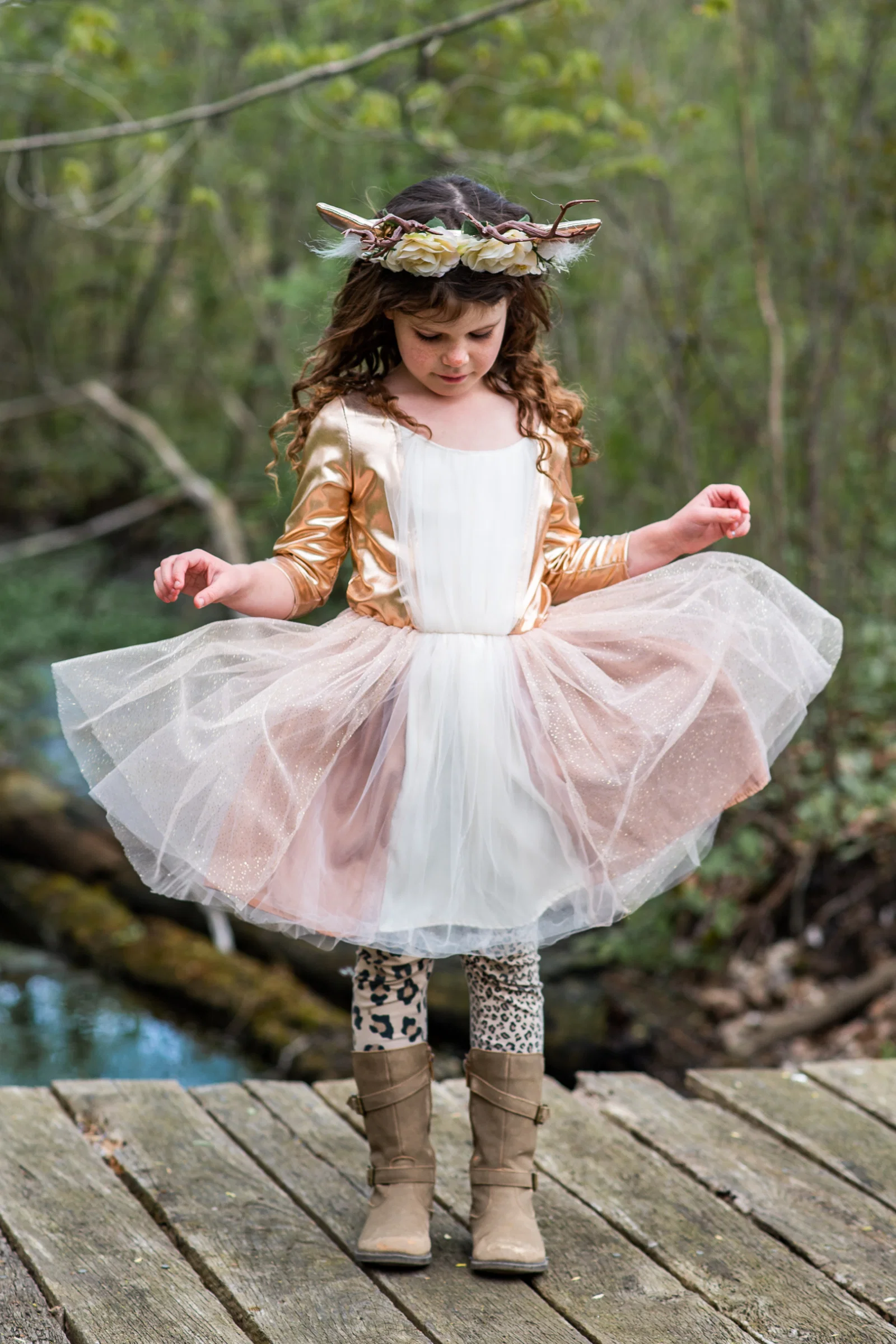 Woodland Deer Dress with Headpiece - Image 9